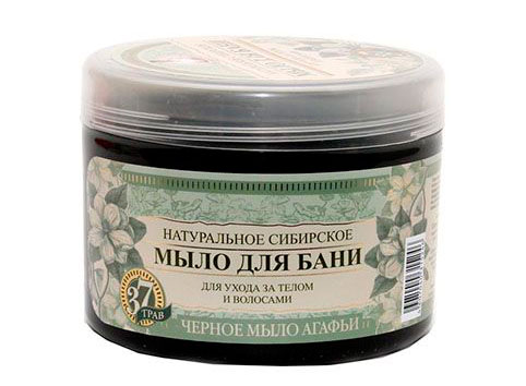 Черное мыло для бани «Рецепты бабушки Агафьи», 330 руб.