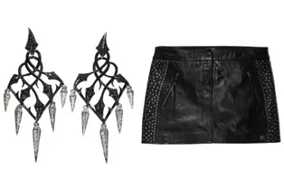 Готические серьги VS кожалая мини-юбка
