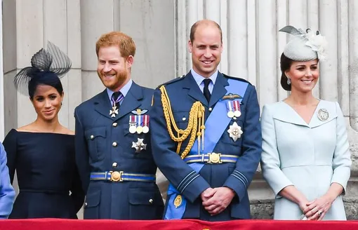 Принц Гарри, Меган Маркл, принц Уильям и Кейт Миддлтон в 2018 году