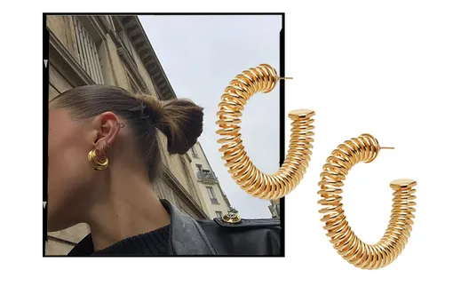 Трендовое украшение в ретро-стиле — крупные золотые сережки