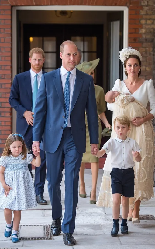 Принц Уильям и герцогиня Кэтрин с детьми