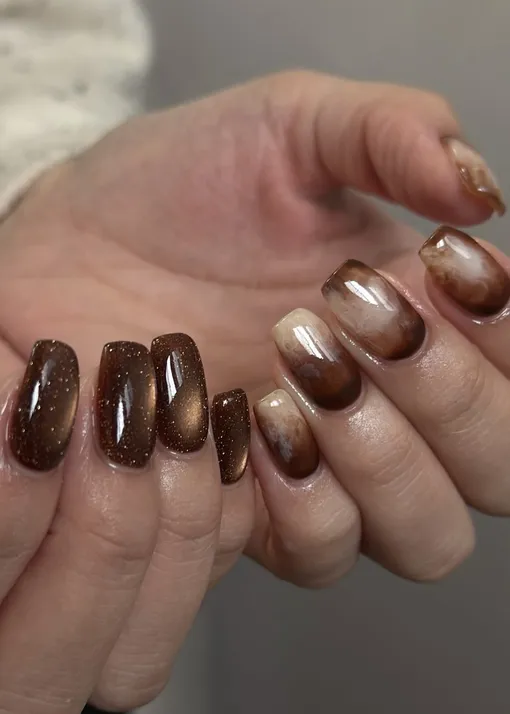 Шоколадный маникюр на зиму 2025/2026 Шоколадный маникюр на зиму 2025/2026