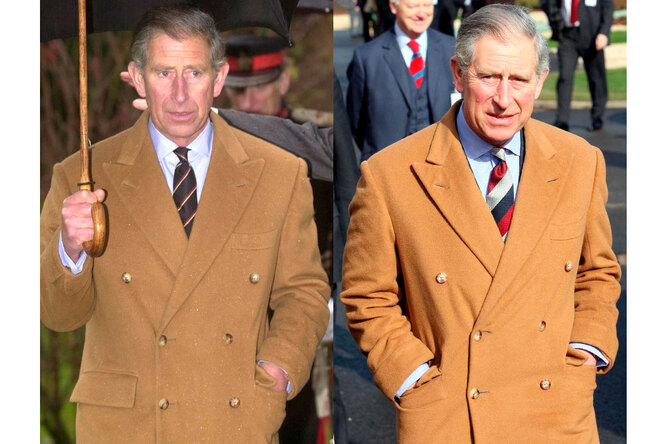 Принц Чарльз в 2001 и в 2008 году.
