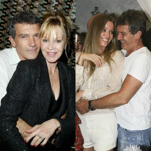 Слева: Антонио Бандерас и Мелани Гриффит; справа: Антонио Бандерас и Николь Кемпел