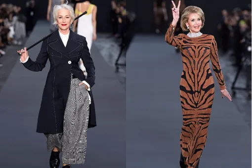Хелен Миррен и Джейн Фонда вышли на подиум на Неделе моды в Париже