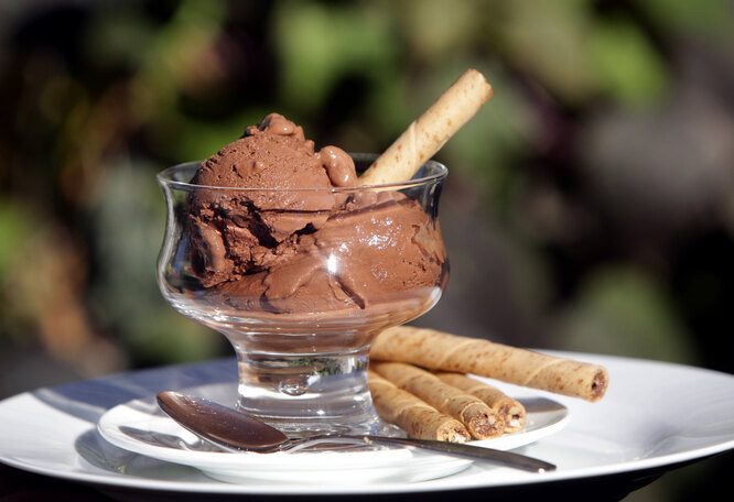 шоколадное мороженое с вафельной трубочкой