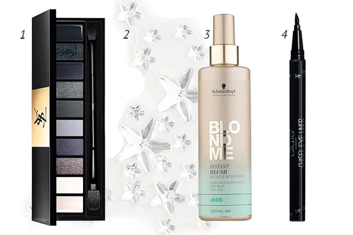 1 — Палитра теней Couture Variation Palette, underground , Yves Saint Laurent, 6610 руб.; 2 — Клеящиеся кристаллы для лица Stars in Silver, Miami Tattoos, 490 руб.; 3 — Оттеночный спрей Blondme Instant BLush, Jade, Schwarzkopf Professional, 765 руб.; 4 — Подводка Chisel Liner, CiatE London, 1349 руб. 1 — Палитра теней Couture Variation Palette, underground , Yves Saint Laurent, 6610 руб.; 2 — Клеящиеся кристаллы для лица Stars in Silver, Miami Tattoos, 490 руб.; 3 — Оттеночный спрей Blondme Instant BLush, Jade, Schwarzkopf Professional, 765 руб.; 4 — Подводка Chisel Liner, CiatE London, 1349 руб.