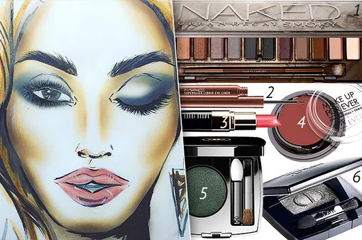 1 — Urban Decay Палетка теней Naked Smoky; 2 — M.A.C Cosmetics Жидкая подводка Superslick Liquid Eye Liner; 3 — Bobbi Brown Помада Lip Color; 4 — Make Up For Ever Тени для век; 5 — Chanel Стойкие пудровые тени Ombre Premiere; 6 — Dior Тени Diorshow Mono 1 — Urban Decay Палетка теней Naked Smoky; 2 — M.A.C Cosmetics Жидкая подводка Superslick Liquid Eye Liner; 3 — Bobbi Brown Помада Lip Color; 4 — Make Up For Ever Тени для век; 5 — Chanel Стойкие пудровые тени Ombre Premiere; 6 — Dior Тени Diorshow Mono