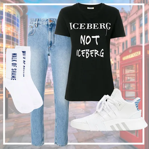 Носки Walk Of Shame, 1 300 рублей \ Кроссовки adidas Originals, 7 300 рублей \ Джинсы Isabel Marant Étoile, 11 800 рублей \ Футболка Iceberg, 5 600 рублей Носки Walk Of Shame, 1 300 рублей \ Кроссовки adidas Originals, 7 300 рублей \ Джинсы Isabel Marant Étoile, 11 800 рублей \ Футболка Iceberg, 5 600 рублей