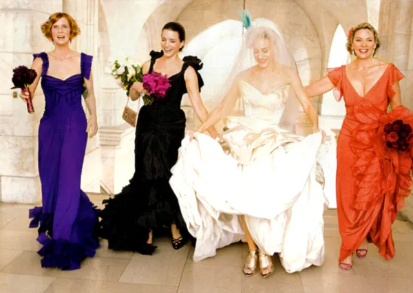 Синтия Никсон, Кристин Дэвис, Сара Джессика Паркер и Ким Кэтролл в фильме 'Секс в большом городе' в 2008 году
