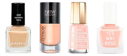 Anny лак для ногтей (№292); Catrice лак для ногтей Ultimate Nail Lacquer (№89, Peach Club); Mavala лак для ногтей (№132, Duchess Rose); Yes Way Rose лак для ногтей Anny лак для ногтей (№292); Catrice лак для ногтей Ultimate Nail Lacquer (№89, Peach Club); Mavala лак для ногтей (№132, Duchess Rose); Yes Way Rose лак для ногтей