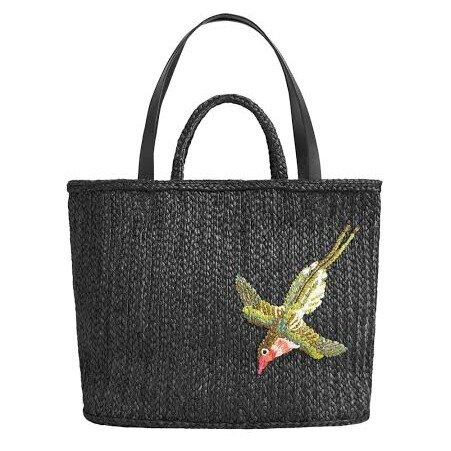 Плетеная черная сумка с птичкой, Mango, 4999 руб.
