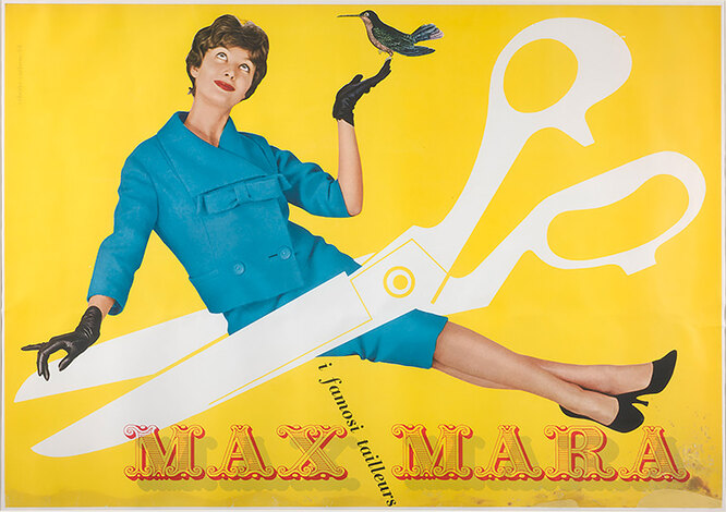 Рекламный плакат MaxMara авторства итальянского дизайнера Эрберто Карбони, 1958