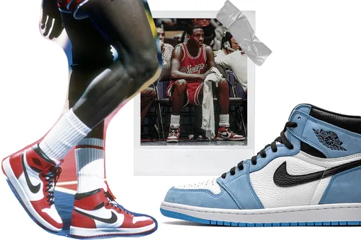 Майкл Джордан в кроссовках Air Jordan в 1985 году