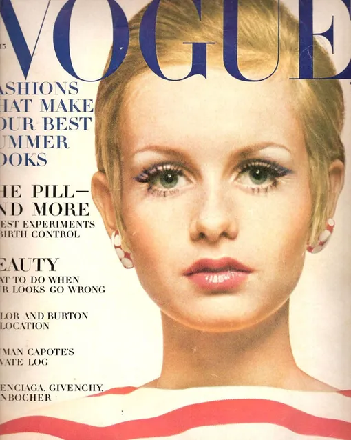 Первая обложка британской модели Твигги, американский Vogue 15 апреля 1967 г.