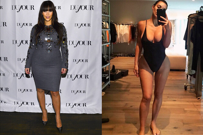 Ким Кардашьян до и после похудения