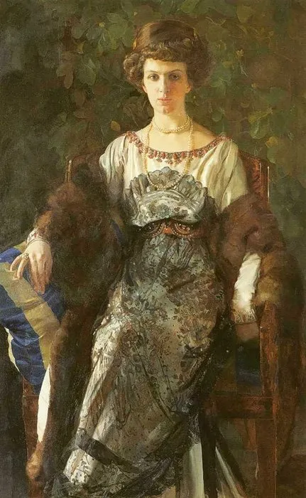 К.Сомов. Портрет жены, в наряде от Ламановой