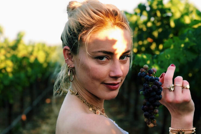 Эмбер Херд кокетливо позировала среди виноградников в Калифорнии