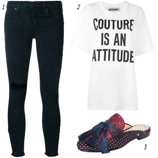1 — Nobody Denim, 7 400 рублей со скидкой на Farfetch; 2 — Moschino, 16 600 рублей на Farfetch; 3 — Sam Edelman, $130 на ru.shopbop.com 1 — Nobody Denim, 7 400 рублей со скидкой на Farfetch; 2 — Moschino, 16 600 рублей на Farfetch; 3 — Sam Edelman, $130 на ru.shopbop.com