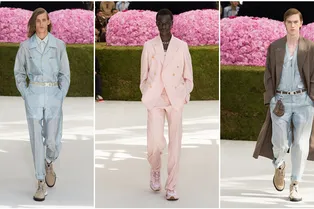Прозрачные костюмы, микросумки и ностальгия по прошлому: 18 луков Dior Homme