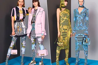 Барокко, архивные принты и винил: 20 образов из осенней пре-коллекции Versace