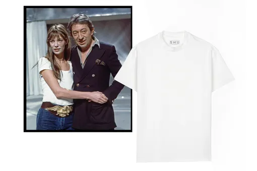 Джейн Биркин и Серж Генсубр в 70-х, футболка Shu, 2490 руб.