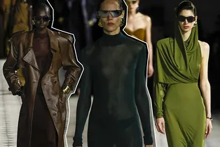 Saint Laurent представили настолько узкие платья, что в них прямо на подиуме едва не падали модели Saint Laurent представили настолько узкие платья, что в них прямо на подиуме едва не падали модели