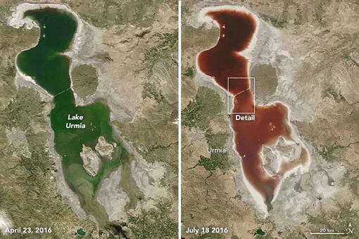 Озеро Урмия со спутников NASA