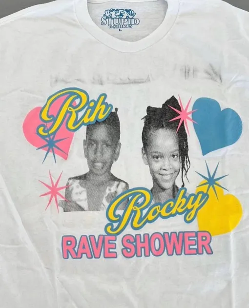 Специально для baby shower Рианна и A$AP Rocky сделали футболки со своими портретами
