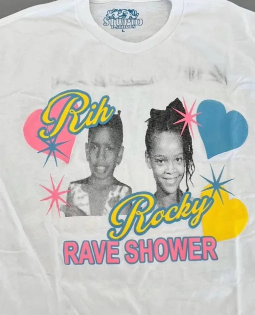 Специально для baby shower Рианна и A$AP Rocky сделали футболки со своими портретами Специально для baby shower Рианна и A$AP Rocky сделали футболки со своими портретами
