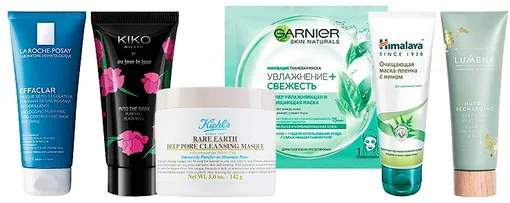 La Roche-Posay Effaclar Masque Sebo-Regulateur; Kiko Milano Into the dark Purifying Black Mask; Kiehl’s Rare Earth Pore Cleansing Masque; Garnier «Увлажнение + Свежесть»; Himalaya Herbals Очищающая маска-пленка с нимом; Lumene Nutri-Recharging Purifying Peat Mask