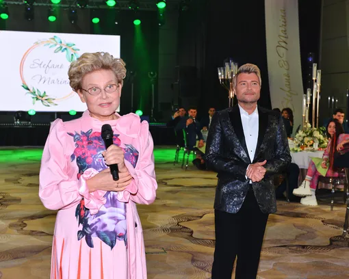 Елена Малышева и Николай Басков на свадьбе Марины Федункив