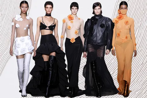 Цветочные аппликации, микрошорты и «голые» платья — чем удивлял бренд David Koma на неделе моды в Лондоне