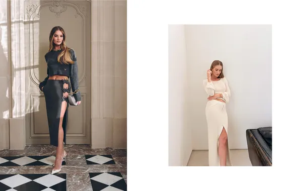 С чем носить длинную юбку весной: 3 элегантных образа в духе Роузи Хантингтон-Уайтли