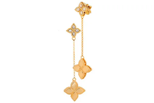 Серьги из желтого золота с бриллиантами, Princess Flower, Roberto Coin