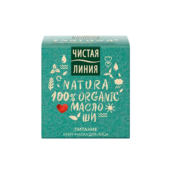 Крем-маска для лица Питание Natura 100% Organic, Чистая Линия