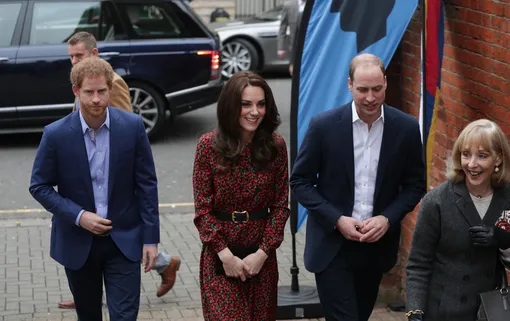 Принц Гарри, принц Уильям и Кейт Миддлтон в 2016 году