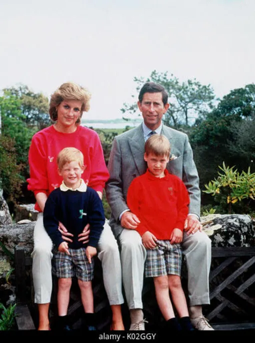 Принцесса Диана и принц Чарльз с детьми