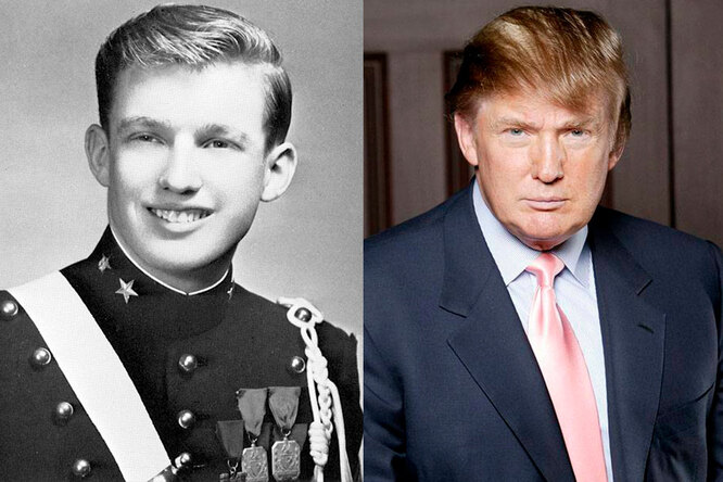 Дональд Трамп в молодости и сейчас