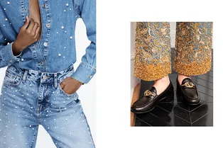 Модные блестящие джинсы — то, что нужно для нарядов на Новый год
