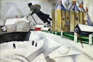 Таинственная история: как эскиз картины Марка Шагала «Над Витебском» однажды пропал из музея Нью-Йорка, а потом удивительным образом нашелся на почте