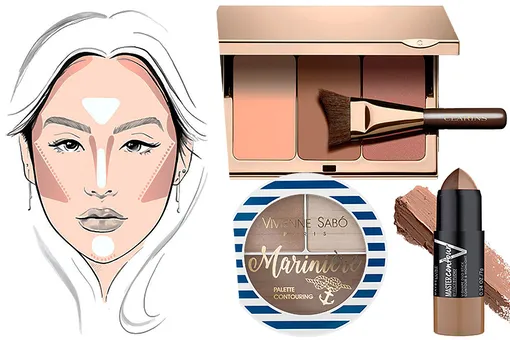 Палетки для контуринга: Clarins Palette Contour Visage, Vivienne Sabo Mariniere и Maybelline NY Master Contour