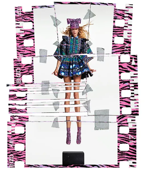 Хлои Севиньи в рекламной кампании Kenzo x H&M