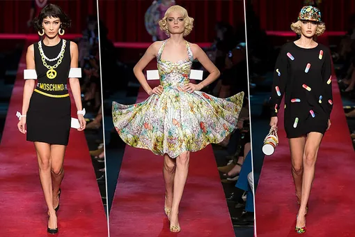 Обман зрения: 60 двухмерных образов с показа Moschino весна-лето — в чем фишка?