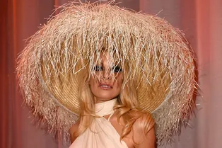 Памела Андерсон пришла на показ в полупрозрачном платье и без белья