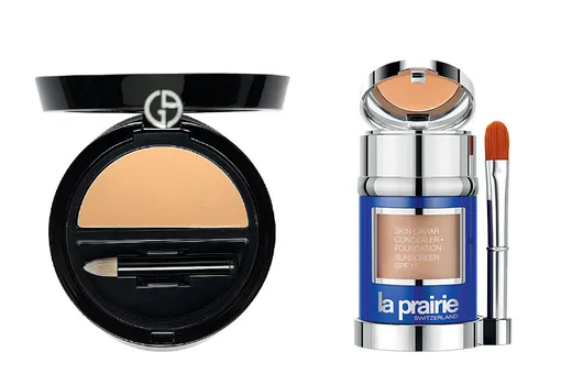 1. Консилер Compact Cream Concealer, Giorgio Armani, 2860 руб. 2. Консилер и тональный крем Skin Caviar Concealer Foundation SPF 15, La Prairie, 14 924 руб