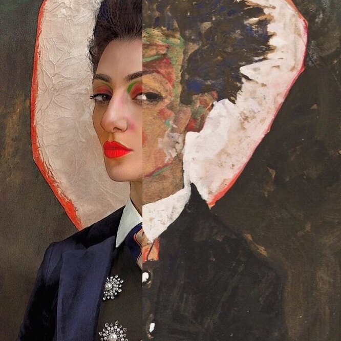 Лиля Корнели в образе Эгона Шиле (автопортрет)