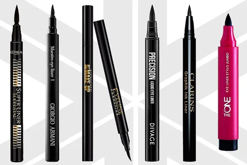 L'Oreal Paris Superliner Superstar; Giorgio Armani Maestro Eyeliner; Eveline Cosmetics Art Professional Make-Up; Divage Precision; Clarins Graphik Ink Liner; The One Eye Liner Stylo Jumbo