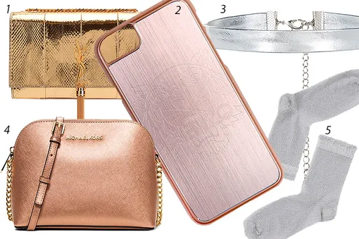 1 — Saint Laurent (ЦУМ), 151 500 рублей; 2 — Patrizia Pepe (ЦУМ), 2865 рублей; 3 — Accessorize, 570 рублей; 4 — MICHAEL Michael Kors, 9565 рублей; 5 — Monki, 360 рублей 1 — Saint Laurent (ЦУМ), 151 500 рублей; 2 — Patrizia Pepe (ЦУМ), 2865 рублей; 3 — Accessorize, 570 рублей; 4 — MICHAEL Michael Kors, 9565 рублей; 5 — Monki, 360 рублей