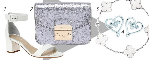 1 — Кожаные босоножки, Nando Muzi, 15 790 руб., www.rendez-vous.ru; 2 — Кожаная сумка, Furla, 23 400 руб., Furla; 3 — Браслет из белого золота с перламутром, Van Cleef & Arpels, 239 000 руб., Van Cleef & Arpels; 4 — Серьги из стерлингового серебра, Tiffany & Co, 16 800 руб., Tiffany & Co 1 — Кожаные босоножки, Nando Muzi, 15 790 руб., www.rendez-vous.ru; 2 — Кожаная сумка, Furla, 23 400 руб., Furla; 3 — Браслет из белого золота с перламутром, Van Cleef & Arpels, 239 000 руб., Van Cleef & Arpels; 4 — Серьги из стерлингового серебра, Tiffany & Co, 16 800 руб., Tiffany & Co